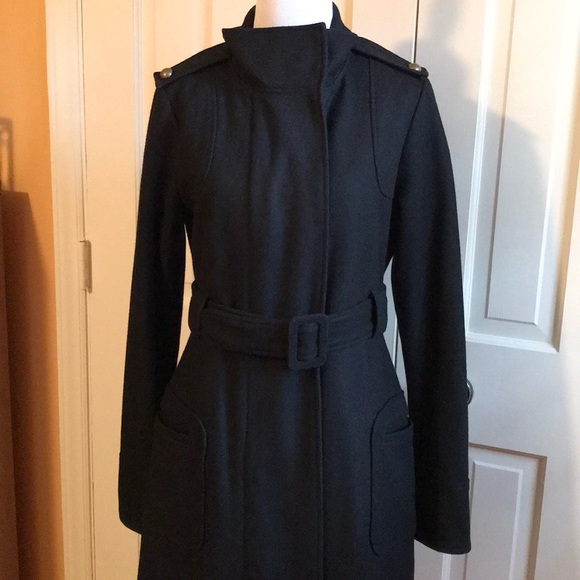 Jack BB Dakota Black Wool Trench Coat. Size Medium - Picture 6 of 8